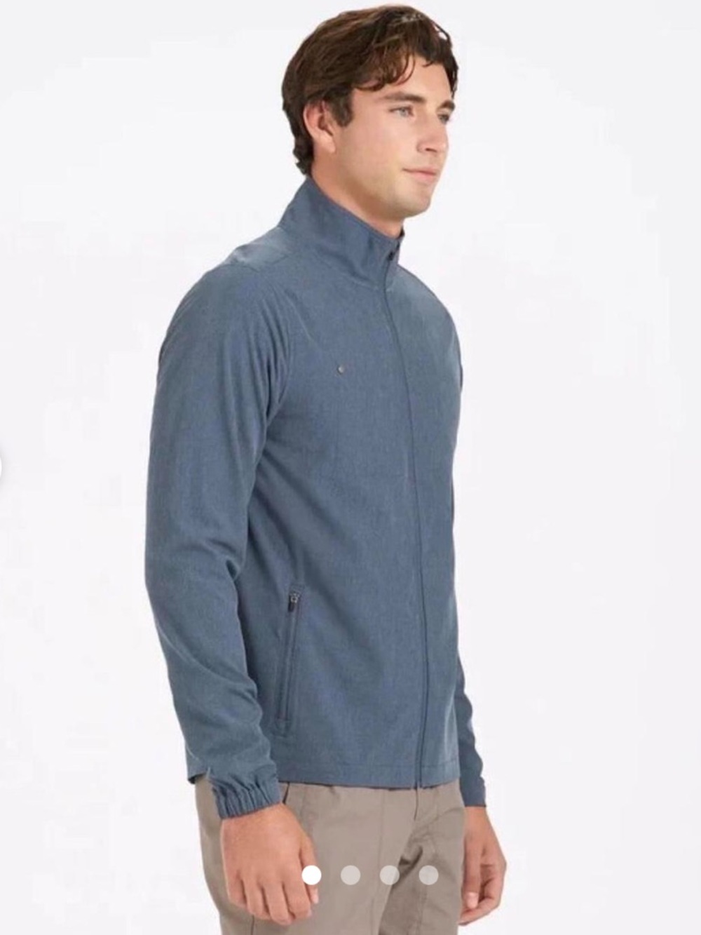 Vuori Venture Track Jacket Windbreaker Men Navy Linen Texture